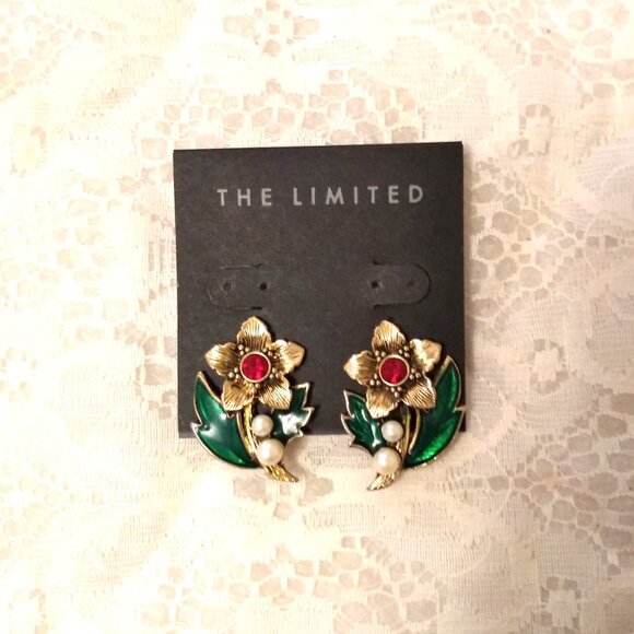 Vintage Christmas Ornament Gold Tone Earrings Non-Pierced Clip Earrings - Picture 2 of 8